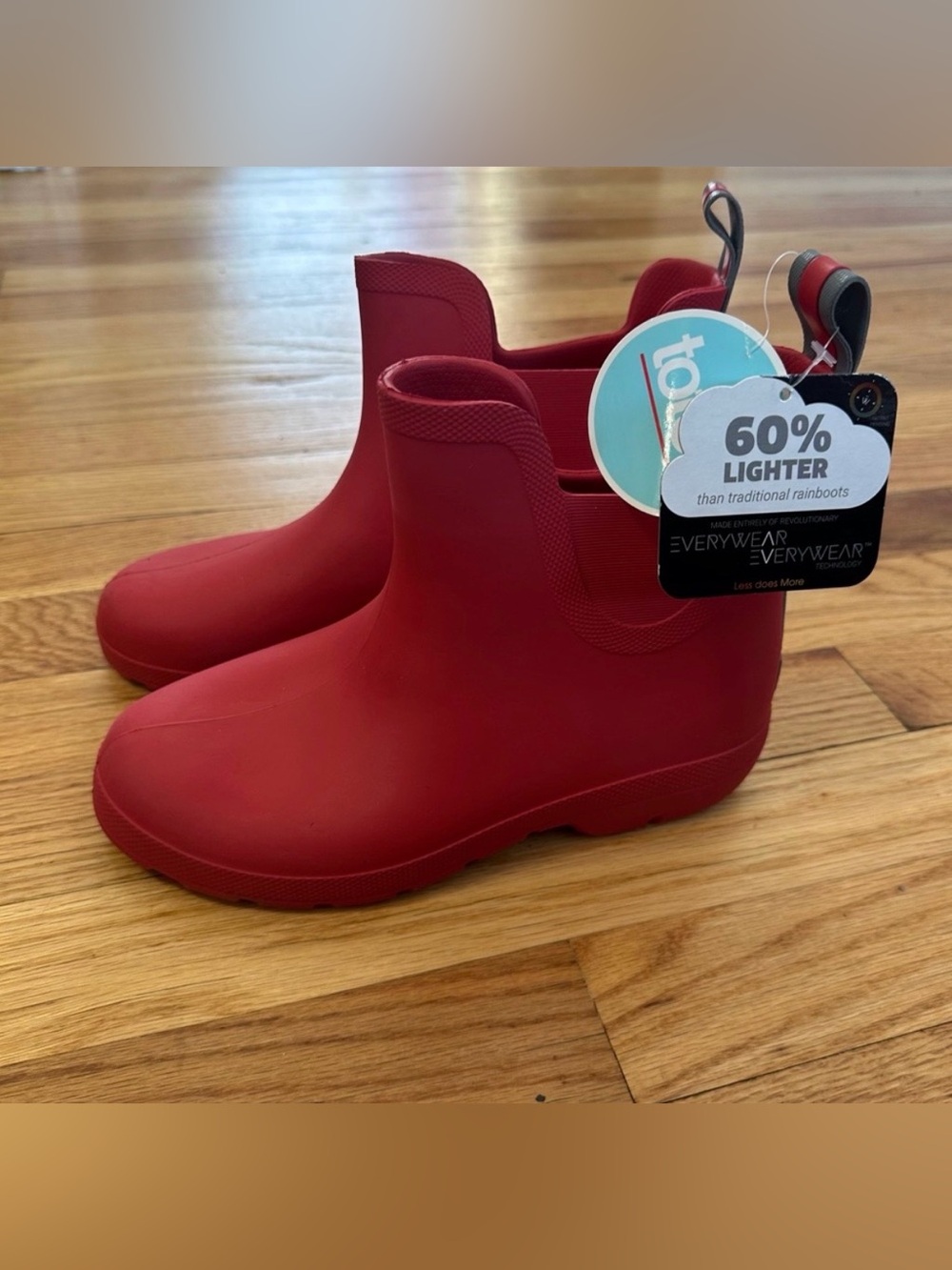 Totes Red Rain Ankle Boots - Lightweight Waterproof Size 7